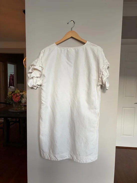 Anthropologie Maeve LOTTIE White Flutter Sleeve Mini Dress - Picture 7 of 7